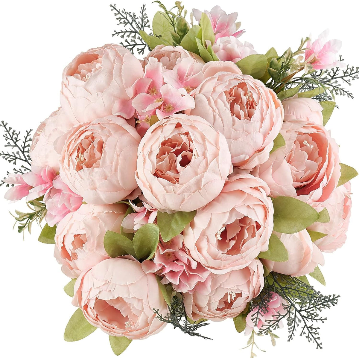 Peonies Artificial Flowers, 13 Stems Faux Peonies Real Touch 2 Pack