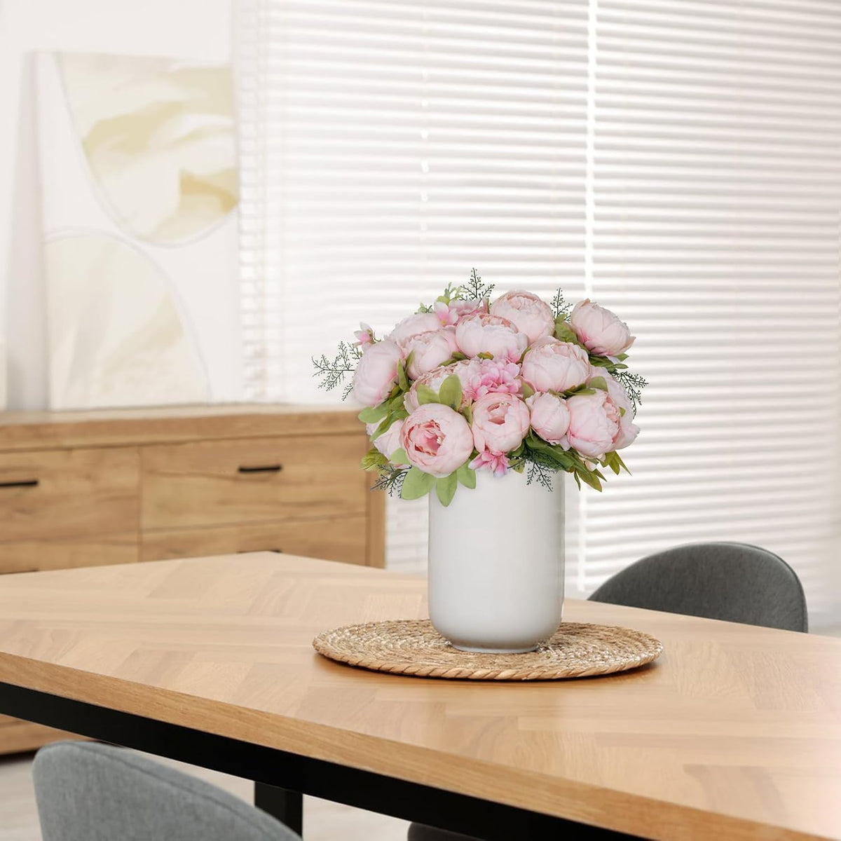 Peonies Artificial Flowers, 13 Stems Faux Peonies Real Touch 2 Pack