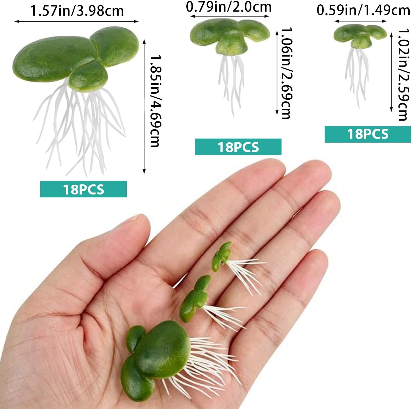 54 Pack Floating Aquarium Plants Artificial Plastic Fake Duckweed Simulation (3 Size)