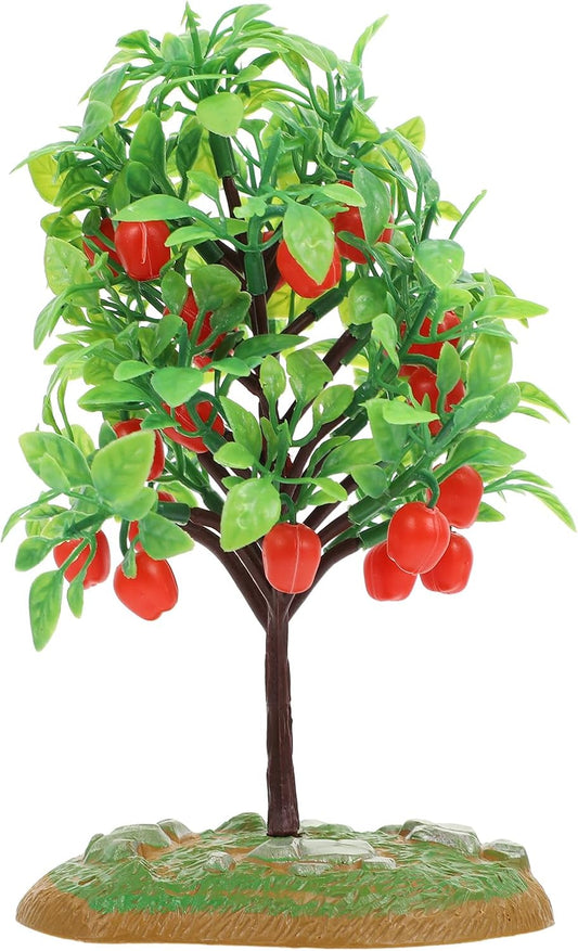 Simulation Apple Tree Model, 2pcs Miniature Artificial Apple Trees for Micro Landscape, Small Fruit Plant Decor, 6.1X3.5 in