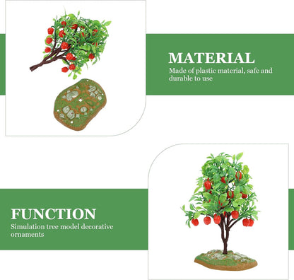 Simulation Apple Tree Model, 2pcs Miniature Artificial Apple Trees for Micro Landscape, Small Fruit Plant Decor, 6.1X3.5 in