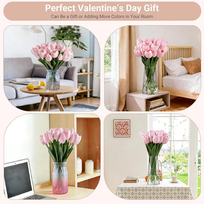 Fake Orchid Plant 19" Tall, Realistic Touch Leaves, Potted Cymbidium Artificial Plants Indoor for Home Decor Small Office Home Living Room-White
