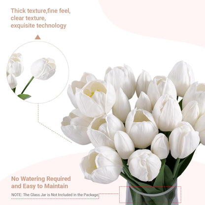 Fake Orchid Plant 19" Tall, Realistic Touch Leaves, Potted Cymbidium Artificial Plants Indoor for Home Decor Small Office Home Living Room-White