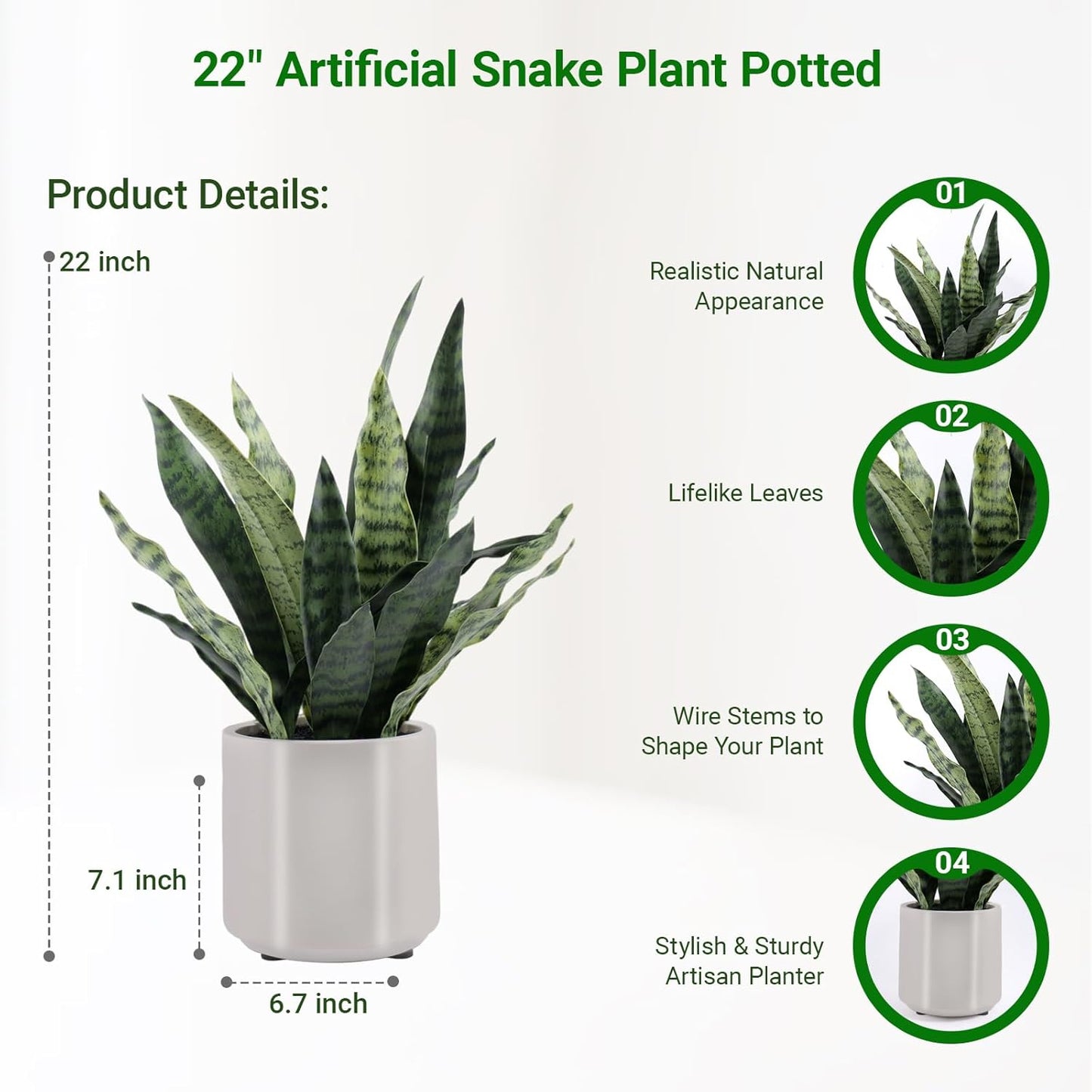 Fake Orchid Plant 19" Tall, Realistic Touch Leaves, Potted Cymbidium Artificial Plants Indoor for Home Decor Small Office Home Living Room-White