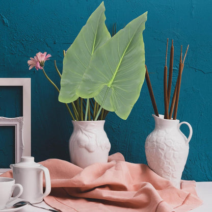 Artificial Plant Leaves Stems 2pcs Medium Calla Lily Faux Greenery Realistic Tropical Leaf Decor for Home Office Wedding Bouquet DIY Arrangement