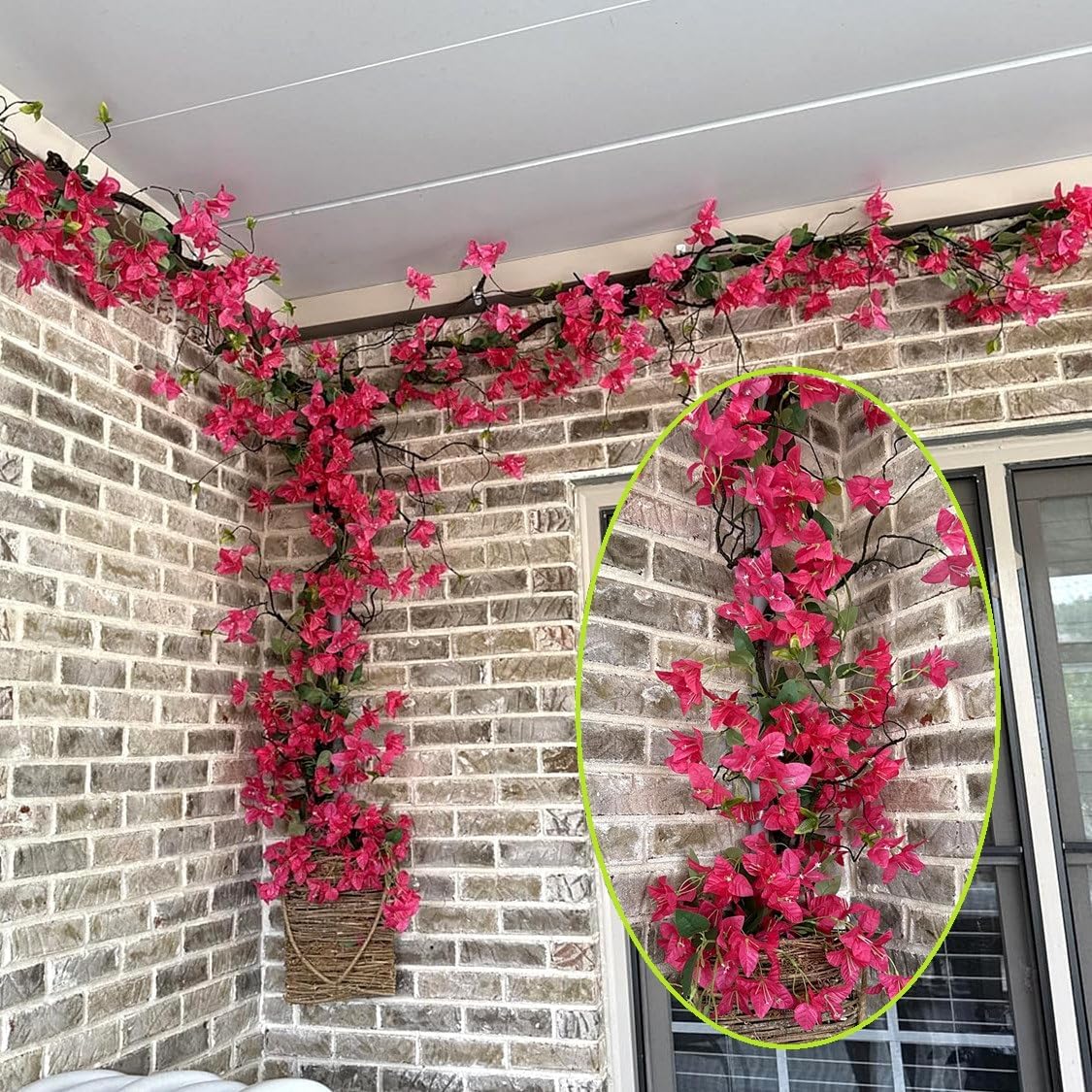 70 Inches Bougainvillea Tree Vines Artificial Flowers Rattan Branches with Silk Bougainvillea Long Trunk Hanging Liana For Home Wedding Garden Wall Background Decor (Bougainvillea Vine - Pack of 2)