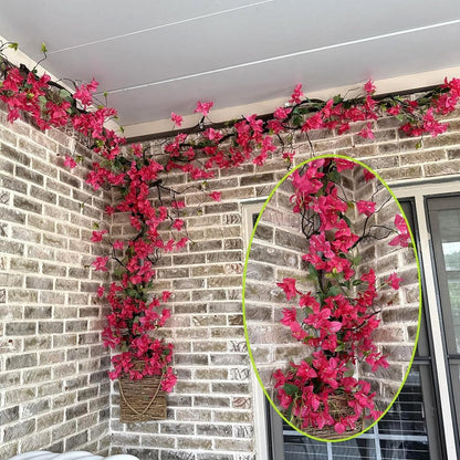 70 Inches Bougainvillea Tree Vines Artificial Flowers Rattan Branches with Silk Bougainvillea Long Trunk Hanging Liana For Home Wedding Garden Wall Background Decor (Bougainvillea Vine - Pack of 2)