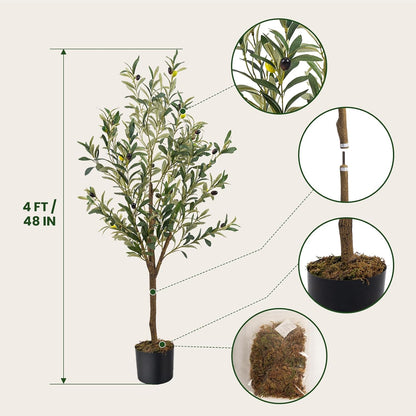 Artificial Fake Olive Tree 4FT 1Pack Faux Olive Tree for Home Decor