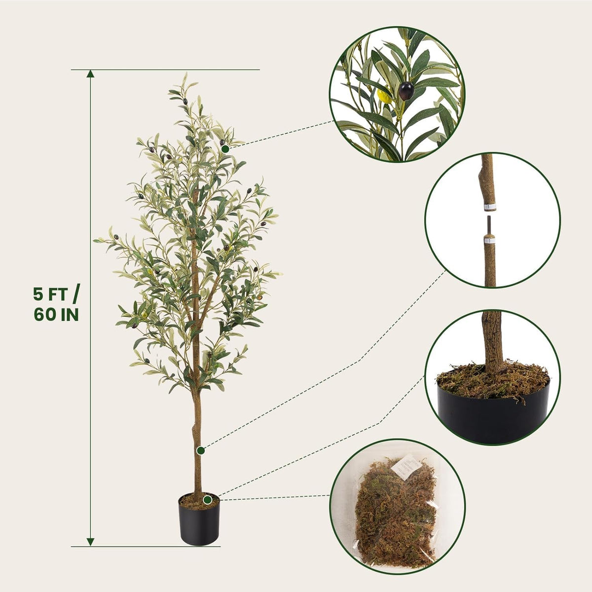 Artificial Fake Olive Tree 4FT 1Pack Faux Olive Tree for Home Decor