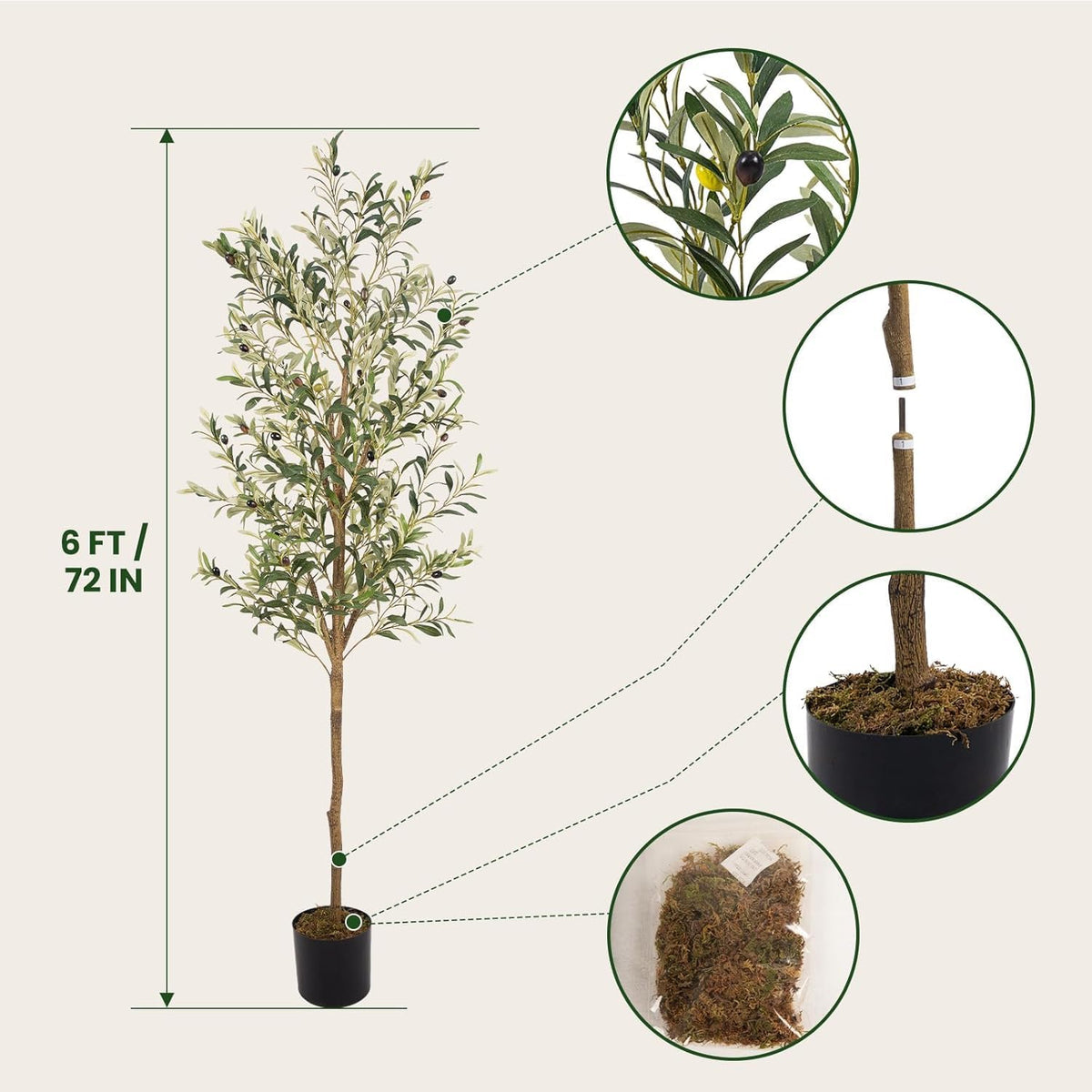 Artificial Fake Olive Tree 4FT 1Pack Faux Olive Tree for Home Decor