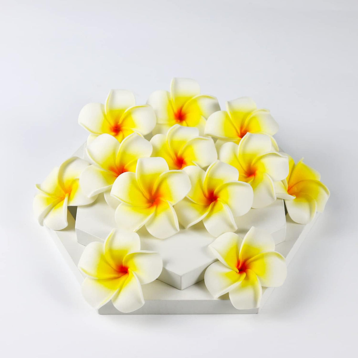 100Pcs Artificial Plumeria Frangipani Flower, Floating Flowers for Pool