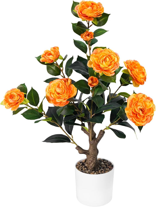 Artificial Fall Eucalyptus Tree 2FT, Faux Potted Tree Indoor | Realistic Small Artificial Fall Eucalyptus Tree for Tabletop, Desk, Shelf & Home Decor