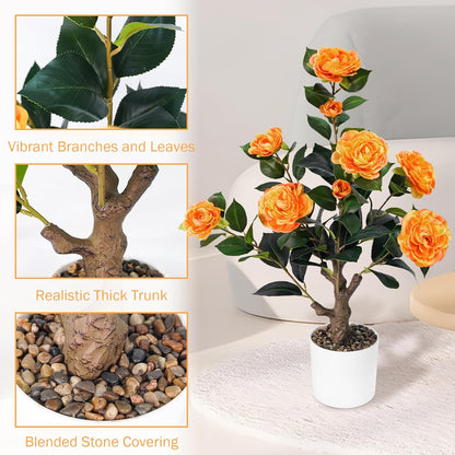 Artificial Fall Eucalyptus Tree 2FT, Faux Potted Tree Indoor | Realistic Small Artificial Fall Eucalyptus Tree for Tabletop, Desk, Shelf & Home Decor