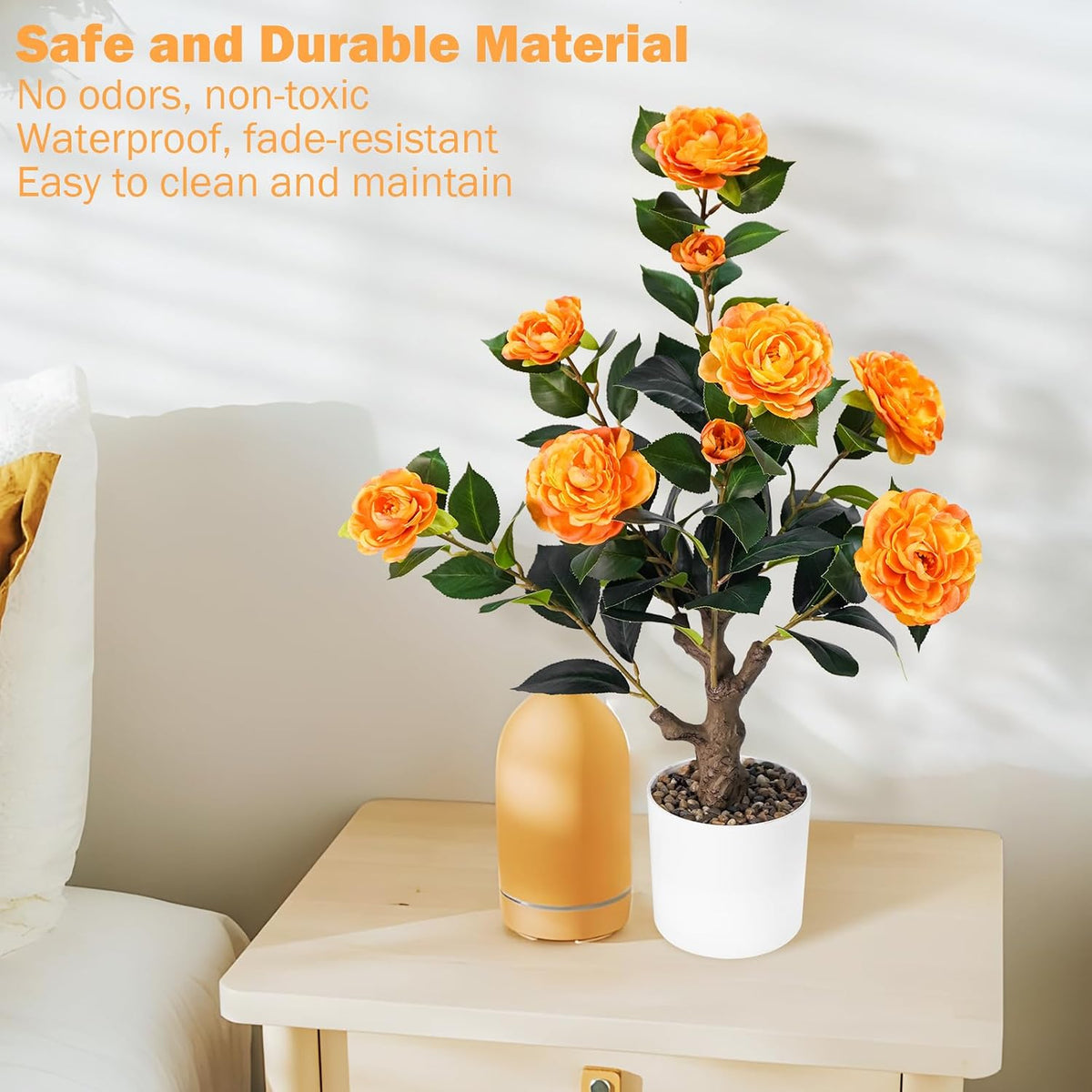 Artificial Fall Eucalyptus Tree 2FT, Faux Potted Tree Indoor | Realistic Small Artificial Fall Eucalyptus Tree for Tabletop, Desk, Shelf & Home Decor