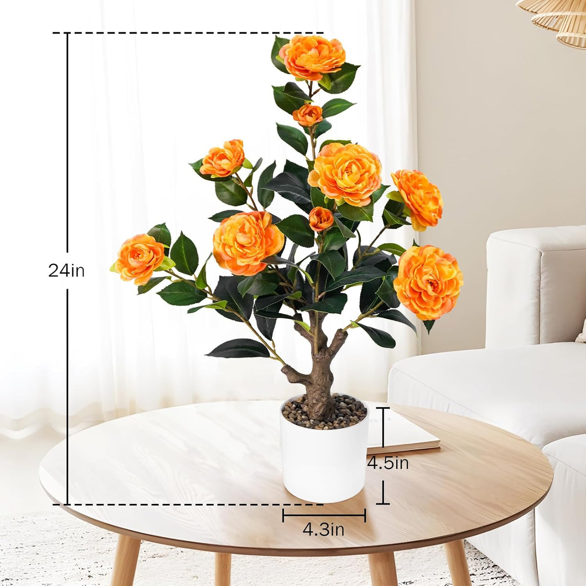 Artificial Fall Eucalyptus Tree 2FT, Faux Potted Tree Indoor | Realistic Small Artificial Fall Eucalyptus Tree for Tabletop, Desk, Shelf & Home Decor
