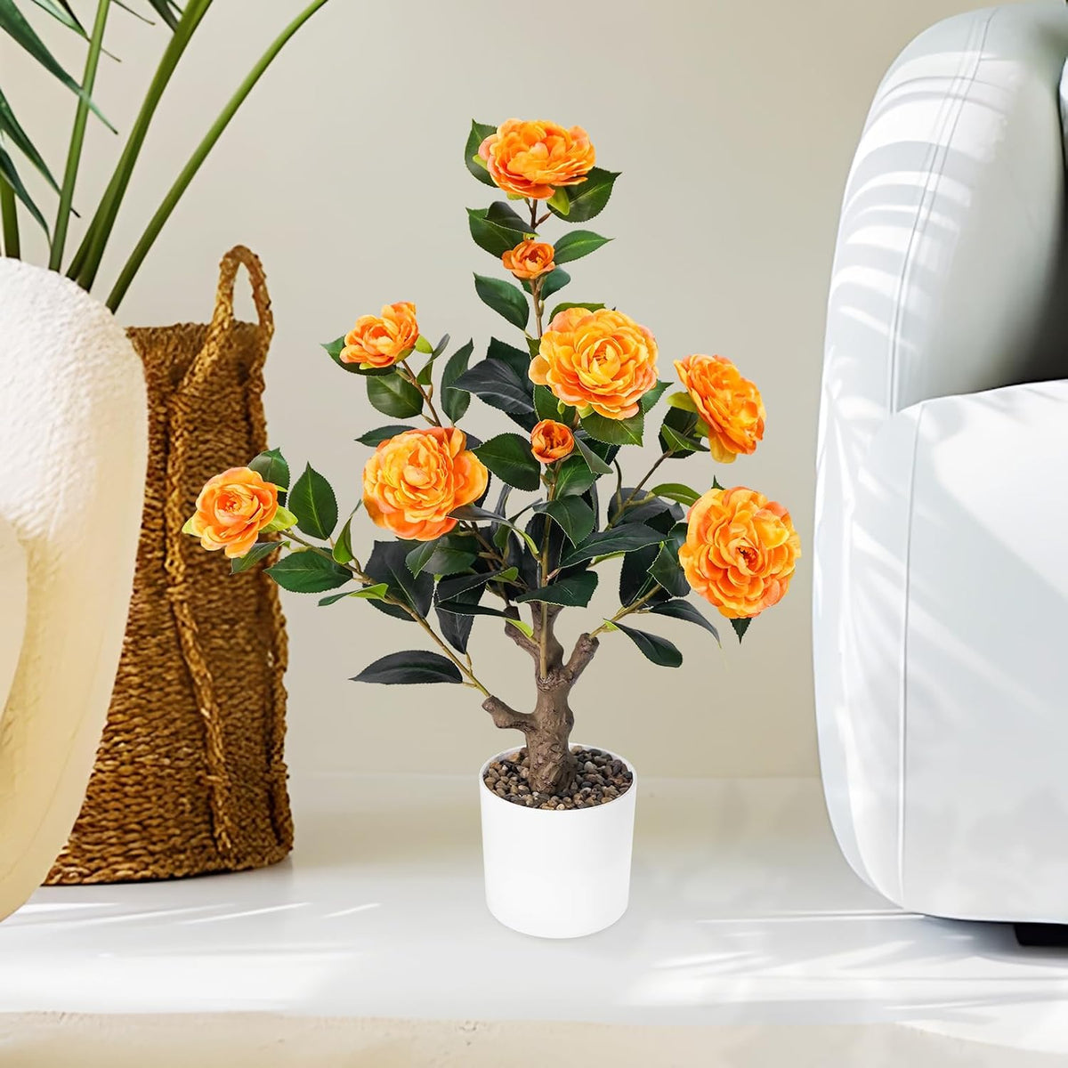 Artificial Fall Eucalyptus Tree 2FT, Faux Potted Tree Indoor | Realistic Small Artificial Fall Eucalyptus Tree for Tabletop, Desk, Shelf & Home Decor