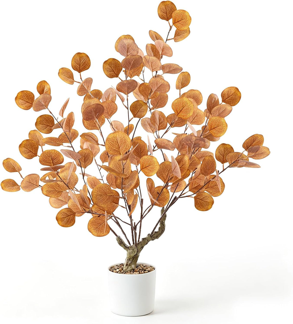 Artificial Fall Eucalyptus Tree 2FT, Faux Potted Tree Indoor | Realistic Small Artificial Fall Eucalyptus Tree for Tabletop, Desk, Shelf & Home Decor
