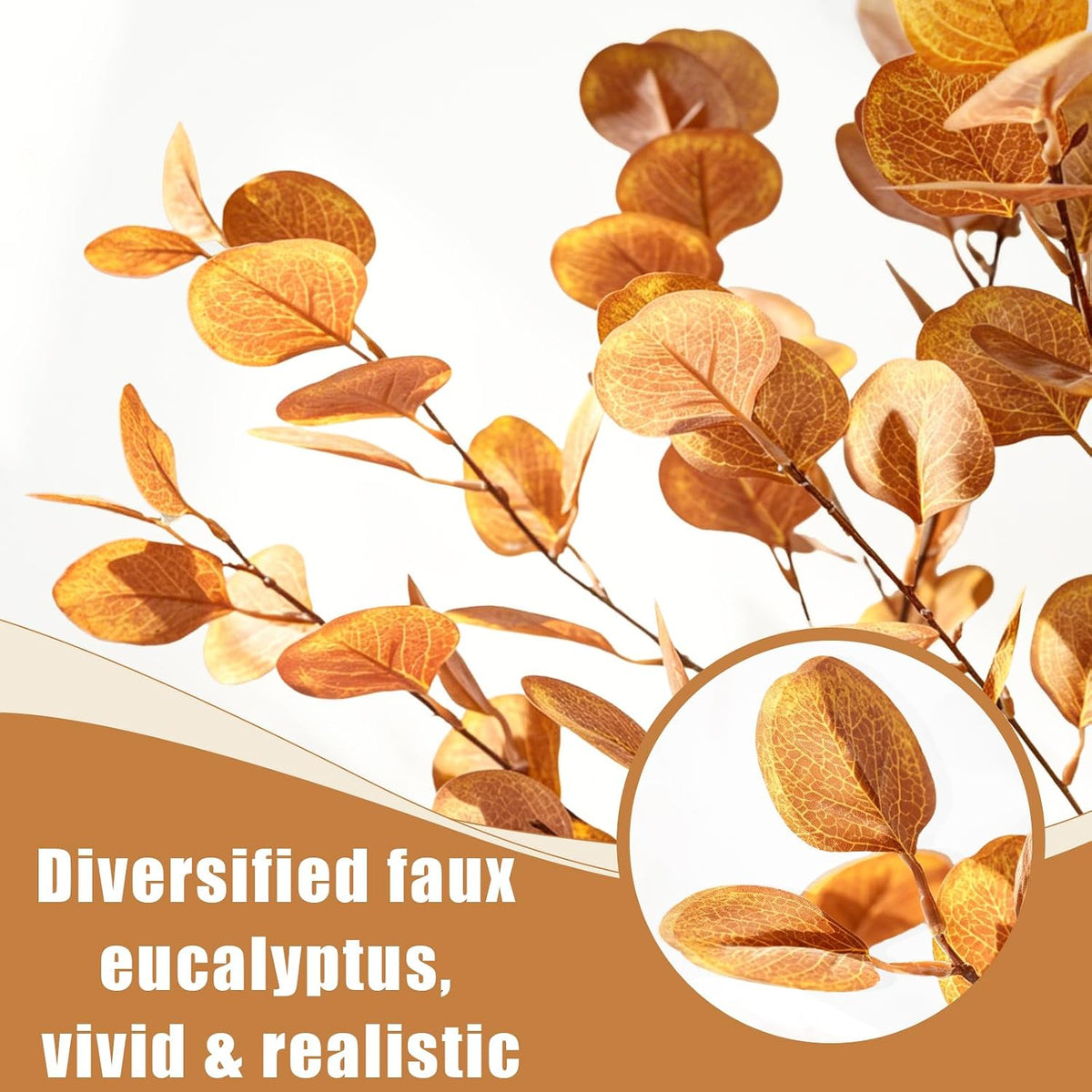 Artificial Fall Eucalyptus Tree 2FT, Faux Potted Tree Indoor | Realistic Small Artificial Fall Eucalyptus Tree for Tabletop, Desk, Shelf & Home Decor