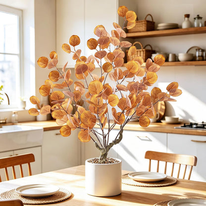 Artificial Fall Eucalyptus Tree 2FT, Faux Potted Tree Indoor | Realistic Small Artificial Fall Eucalyptus Tree for Tabletop, Desk, Shelf & Home Decor