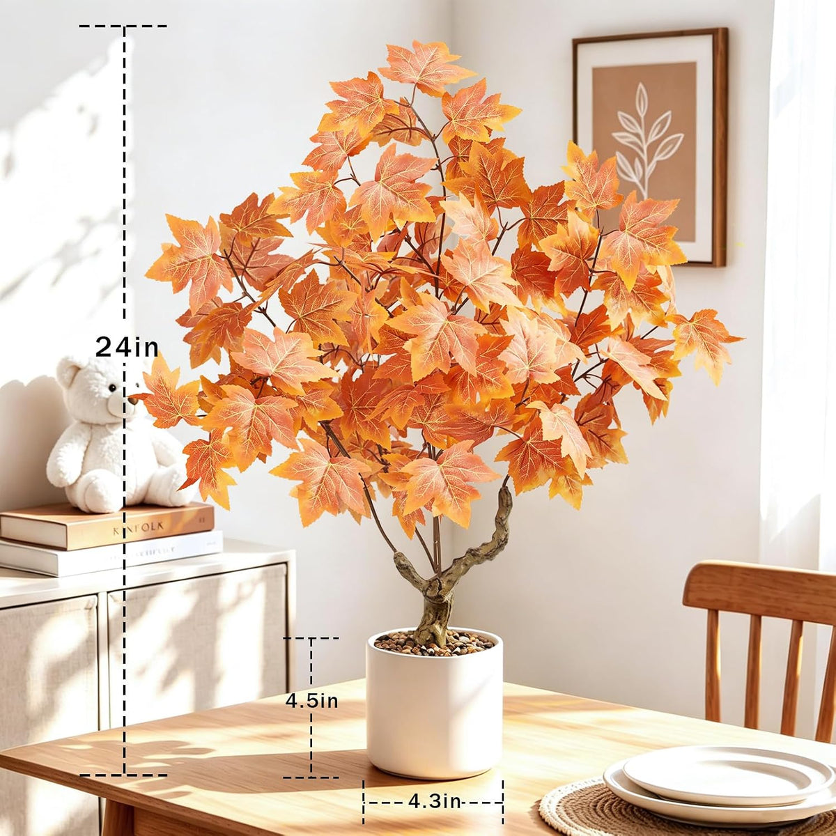 Artificial Fall Eucalyptus Tree 2FT, Faux Potted Tree Indoor | Realistic Small Artificial Fall Eucalyptus Tree for Tabletop, Desk, Shelf & Home Decor