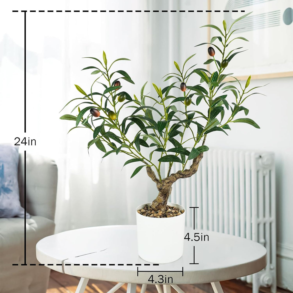 Artificial Fall Eucalyptus Tree 2FT, Faux Potted Tree Indoor | Realistic Small Artificial Fall Eucalyptus Tree for Tabletop, Desk, Shelf & Home Decor