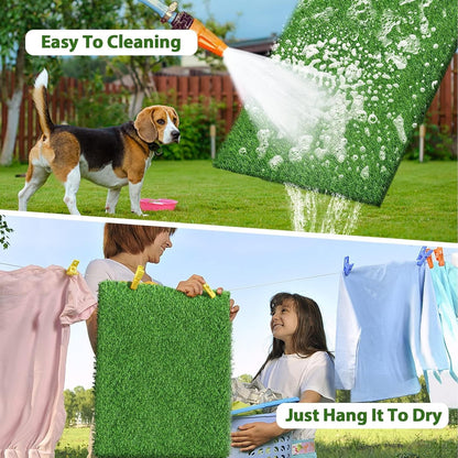 30 x 20 inches 2 Pack Fake Grass Pee for Dogs Artificial Grass Rug Pad for Puppy Potty Washable Grass Mat for Pet Training with Drainage Hole