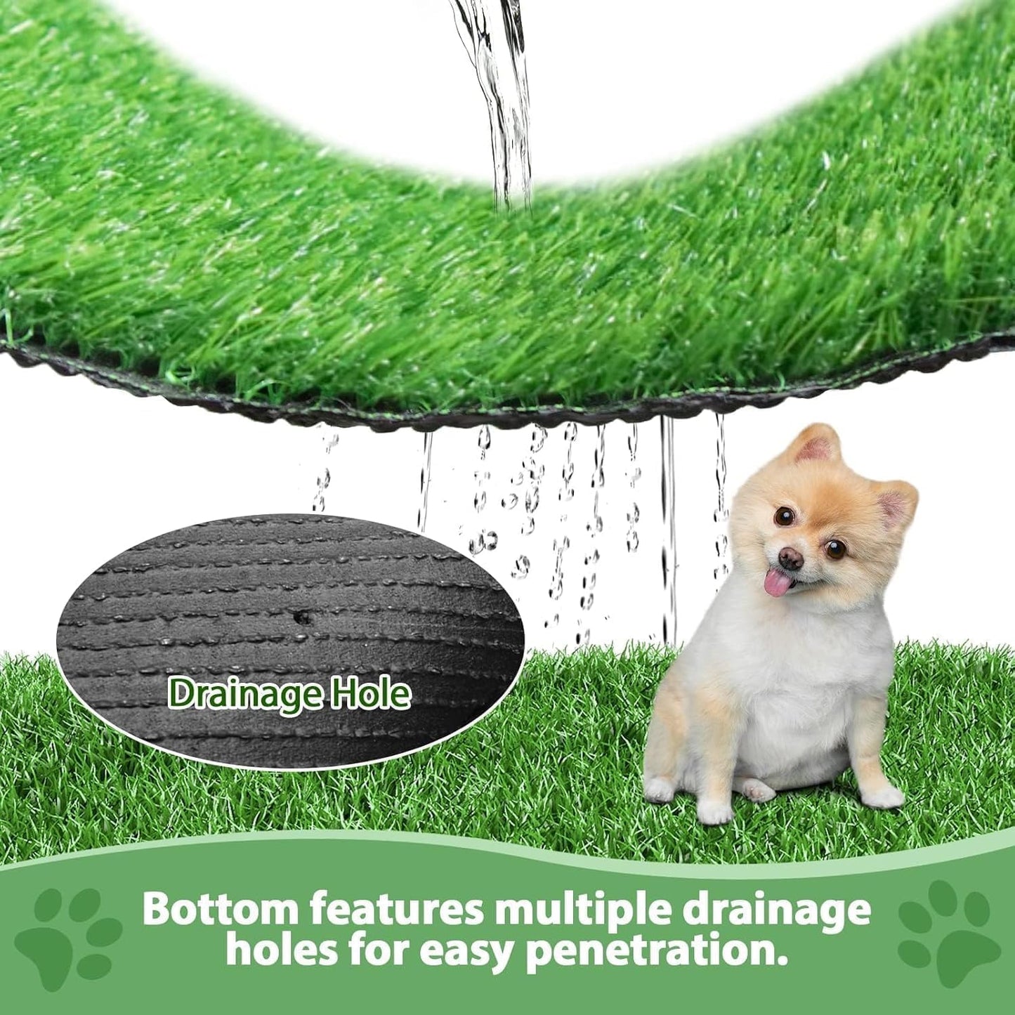30 x 20 inches 2 Pack Fake Grass Pee for Dogs Artificial Grass Rug Pad for Puppy Potty Washable Grass Mat for Pet Training with Drainage Hole