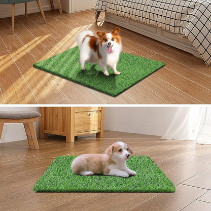 30 x 20 inches 2 Pack Fake Grass Pee for Dogs Artificial Grass Rug Pad for Puppy Potty Washable Grass Mat for Pet Training with Drainage Hole