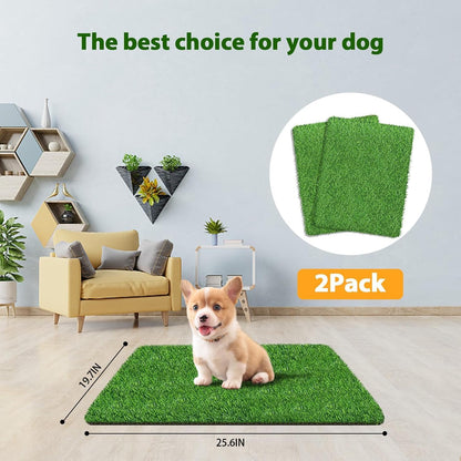 30 x 20 inches 2 Pack Fake Grass Pee for Dogs Artificial Grass Rug Pad for Puppy Potty Washable Grass Mat for Pet Training with Drainage Hole