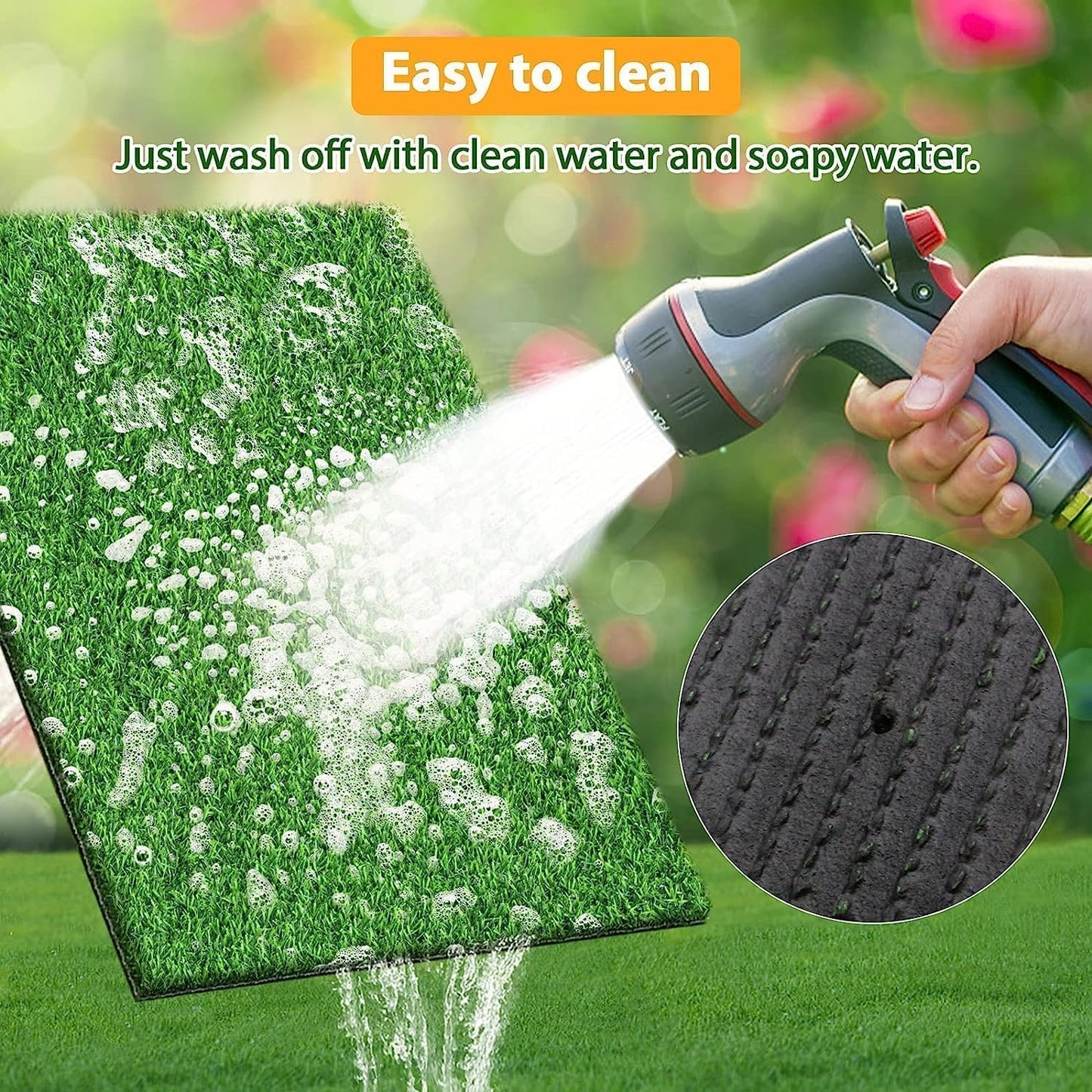 30 x 20 inches 2 Pack Fake Grass Pee for Dogs Artificial Grass Rug Pad for Puppy Potty Washable Grass Mat for Pet Training with Drainage Hole