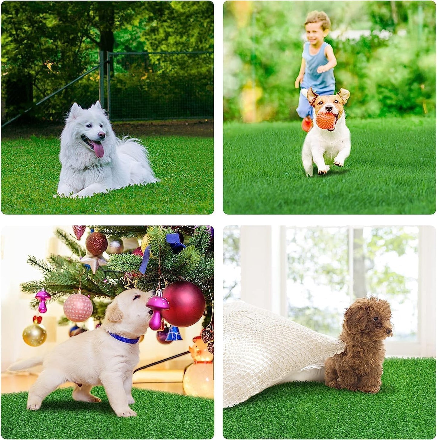 30 x 20 inches 2 Pack Fake Grass Pee for Dogs Artificial Grass Rug Pad for Puppy Potty Washable Grass Mat for Pet Training with Drainage Hole