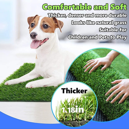 30 x 20 inches 2 Pack Fake Grass Pee for Dogs Artificial Grass Rug Pad for Puppy Potty Washable Grass Mat for Pet Training with Drainage Hole