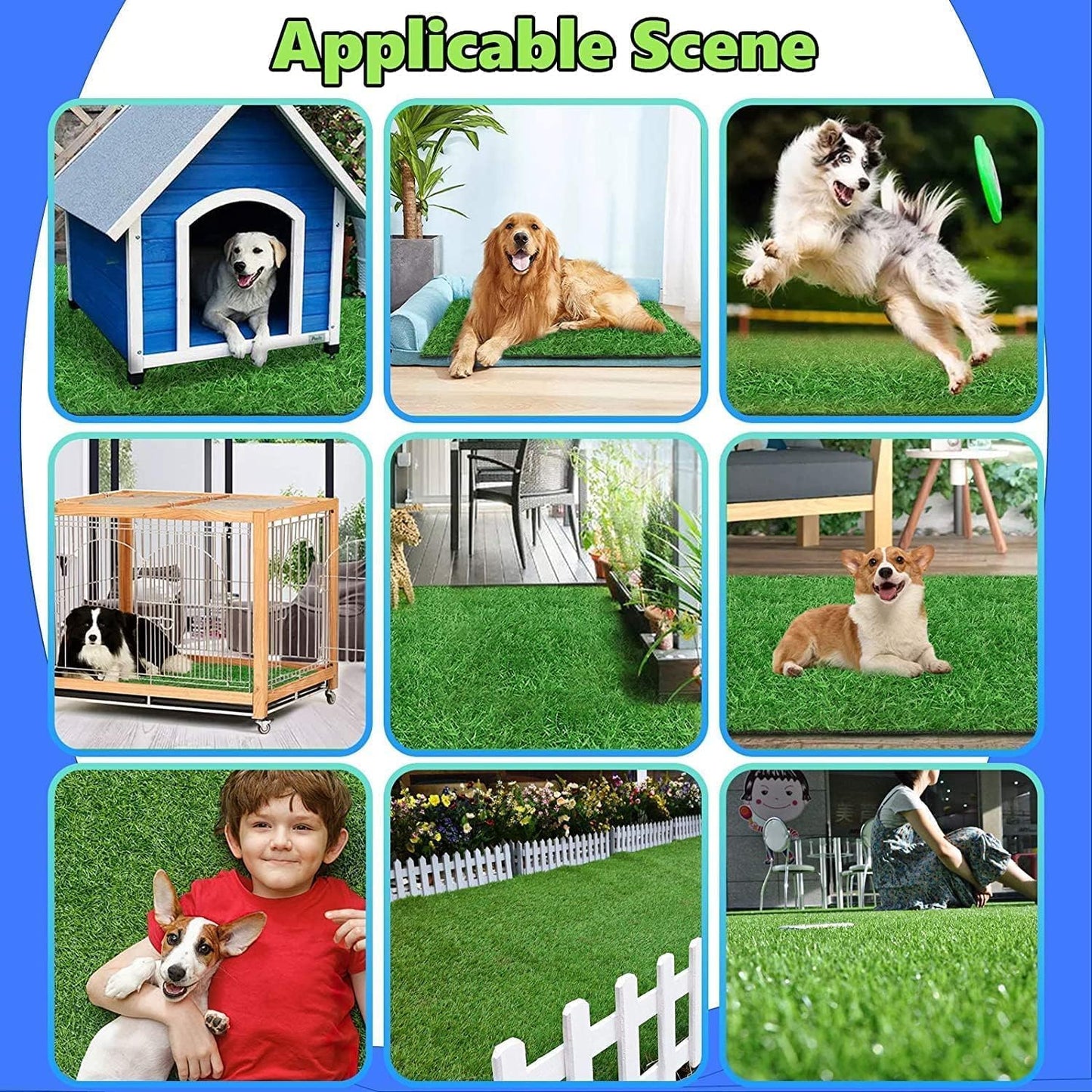 30 x 20 inches 2 Pack Fake Grass Pee for Dogs Artificial Grass Rug Pad for Puppy Potty Washable Grass Mat for Pet Training with Drainage Hole