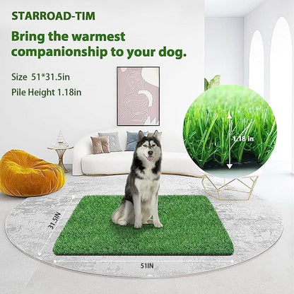 30 x 20 inches 2 Pack Fake Grass Pee for Dogs Artificial Grass Rug Pad for Puppy Potty Washable Grass Mat for Pet Training with Drainage Hole