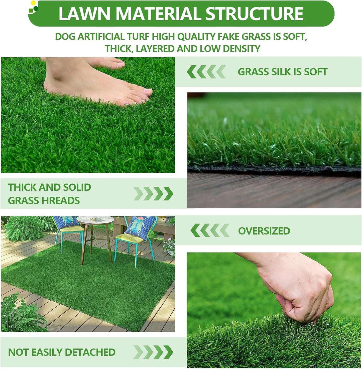 30 x 20 inches 2 Pack Fake Grass Pee for Dogs Artificial Grass Rug Pad for Puppy Potty Washable Grass Mat for Pet Training with Drainage Hole