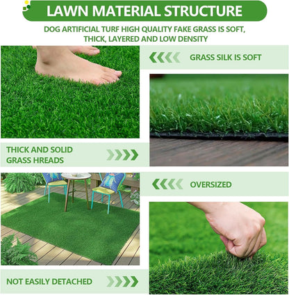 30 x 20 inches 2 Pack Fake Grass Pee for Dogs Artificial Grass Rug Pad for Puppy Potty Washable Grass Mat for Pet Training with Drainage Hole