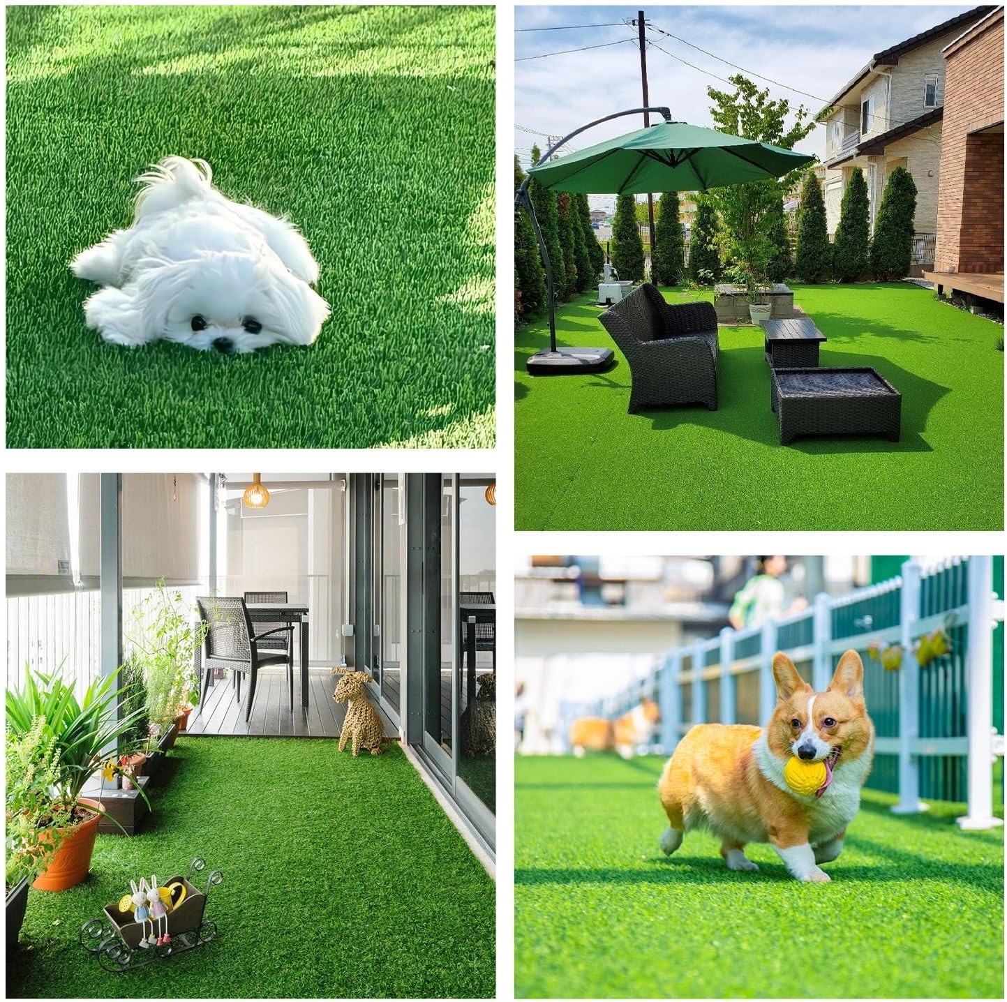 30 x 20 inches 2 Pack Fake Grass Pee for Dogs Artificial Grass Rug Pad for Puppy Potty Washable Grass Mat for Pet Training with Drainage Hole