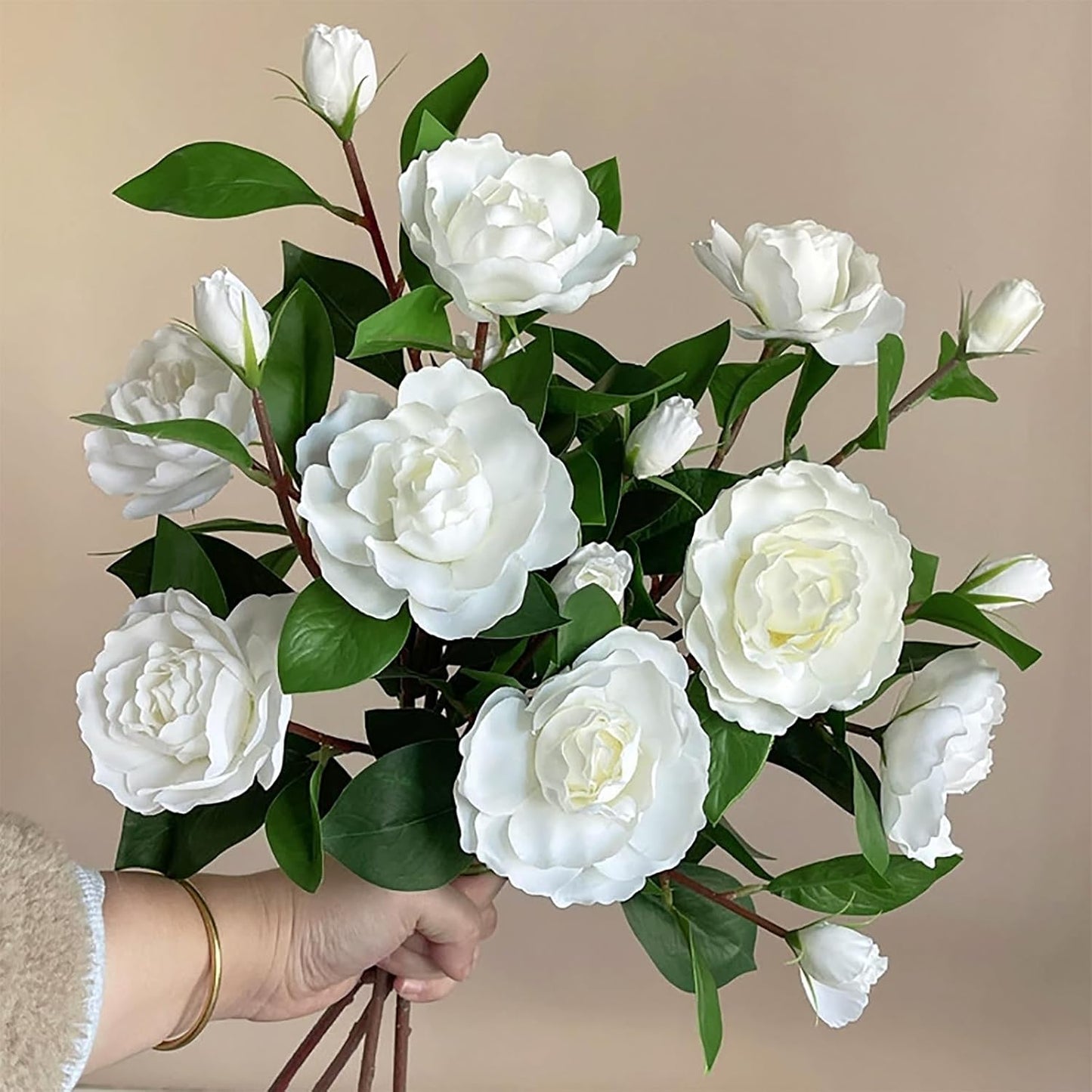 4Pcs Artificial Gardenia Flowers, White Gardenia Flowers with Stems Real Looking Gardenias Bouquet Faux Gardenias Flower Bouquet for Weddings Flower Arrangements Parties Decor