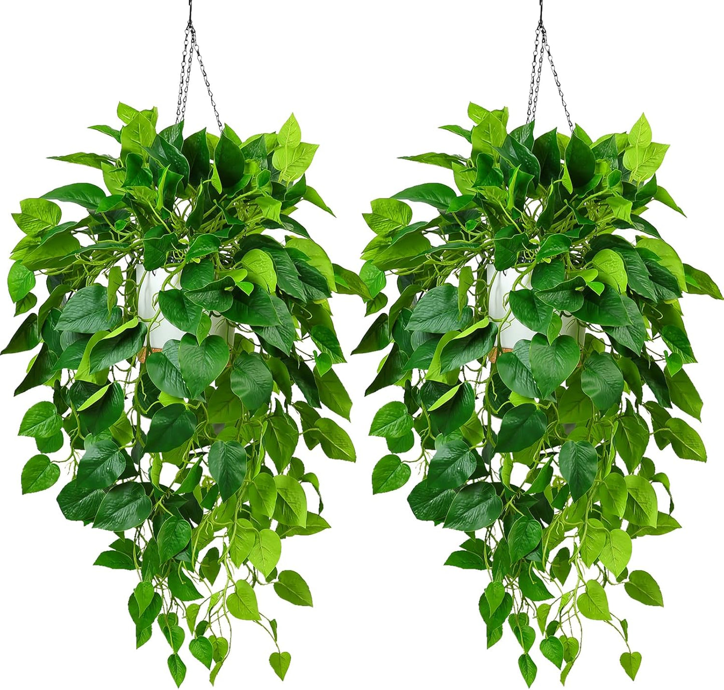 Hanging Plant Artificial Ivy – 40" Fake Potted Plants with Pot, 2PCS Trailing Greenery Vines for Indoor Shelf, Bedroom, Living Room, Bathroom, Office, or Outdoor Porch Decoration