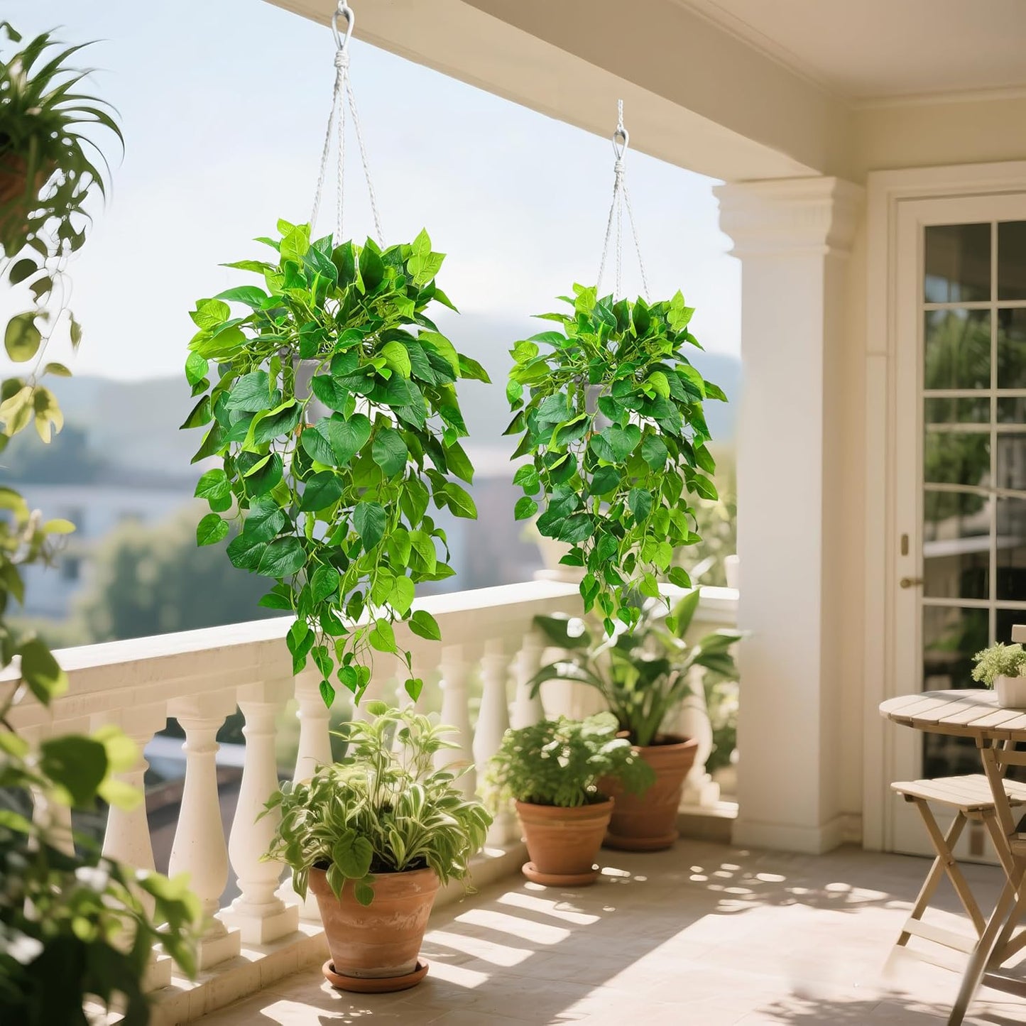 Hanging Plant Artificial Ivy – 40" Fake Potted Plants with Pot, 2PCS Trailing Greenery Vines for Indoor Shelf, Bedroom, Living Room, Bathroom, Office, or Outdoor Porch Decoration