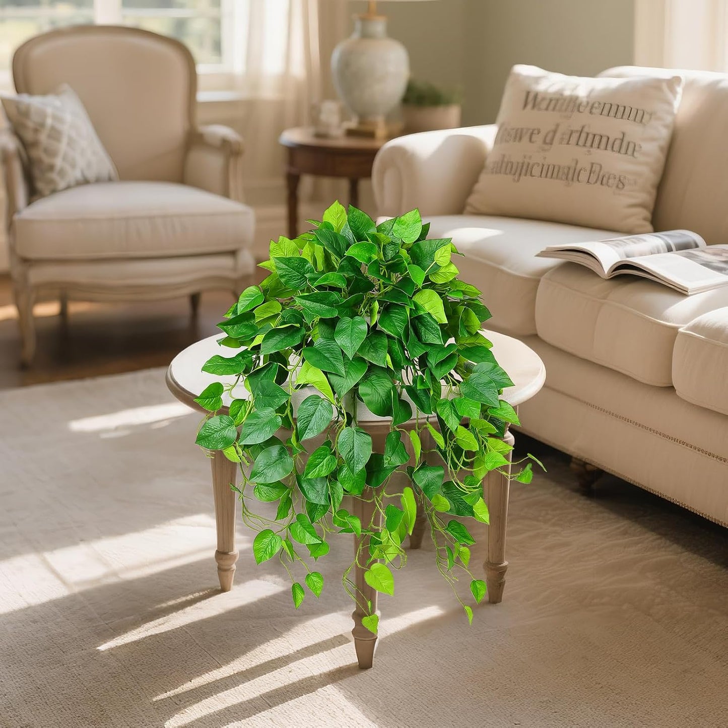 Hanging Plant Artificial Ivy – 40" Fake Potted Plants with Pot, 2PCS Trailing Greenery Vines for Indoor Shelf, Bedroom, Living Room, Bathroom, Office, or Outdoor Porch Decoration