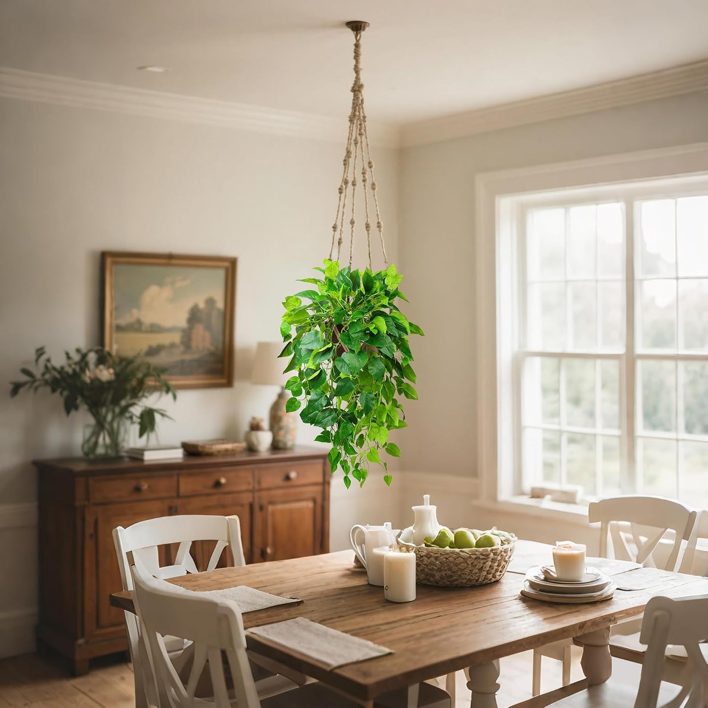 Hanging Plant Artificial Ivy – 40" Fake Potted Plants with Pot, 2PCS Trailing Greenery Vines for Indoor Shelf, Bedroom, Living Room, Bathroom, Office, or Outdoor Porch Decoration