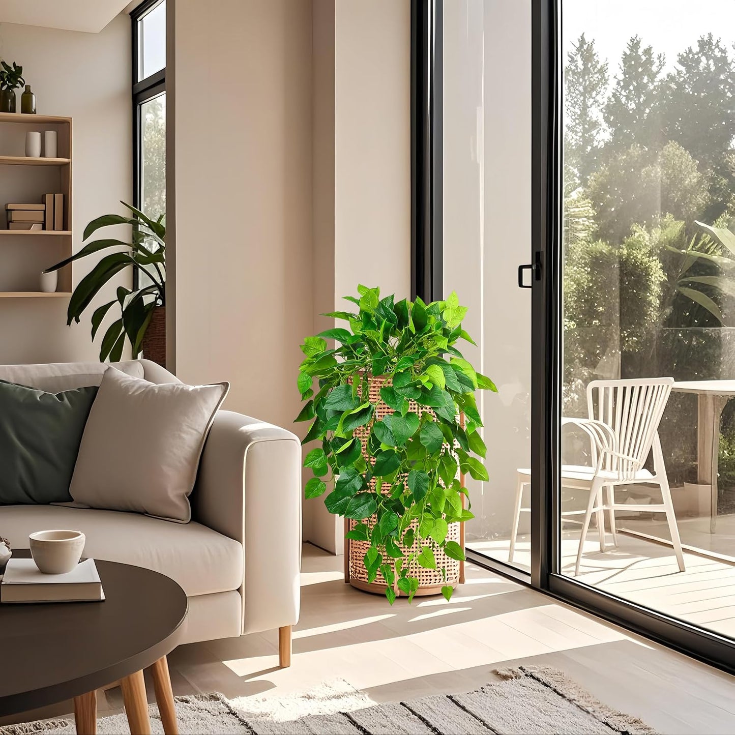 Hanging Plant Artificial Ivy – 40" Fake Potted Plants with Pot, 2PCS Trailing Greenery Vines for Indoor Shelf, Bedroom, Living Room, Bathroom, Office, or Outdoor Porch Decoration