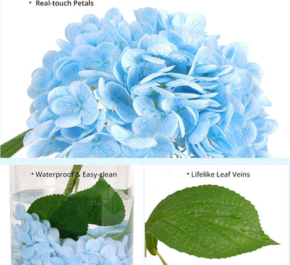 10PCS Pink Hydrangea Artificial Flowers, Faux Hydrangeas Bouquets | with Gift Box, for Wedding Centerpieces, DIY Bouquets, Bridal Shower, Home Decor