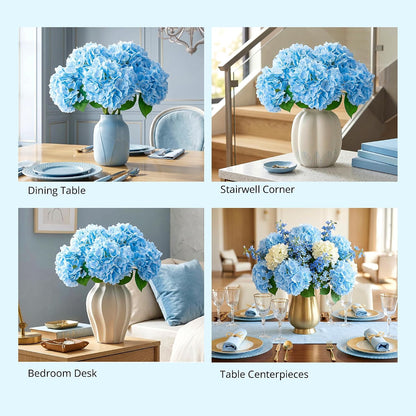 10PCS Pink Hydrangea Artificial Flowers, Faux Hydrangeas Bouquets | with Gift Box, for Wedding Centerpieces, DIY Bouquets, Bridal Shower, Home Decor
