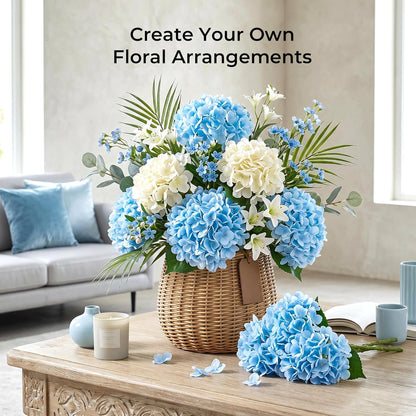 10PCS Pink Hydrangea Artificial Flowers, Faux Hydrangeas Bouquets | with Gift Box, for Wedding Centerpieces, DIY Bouquets, Bridal Shower, Home Decor