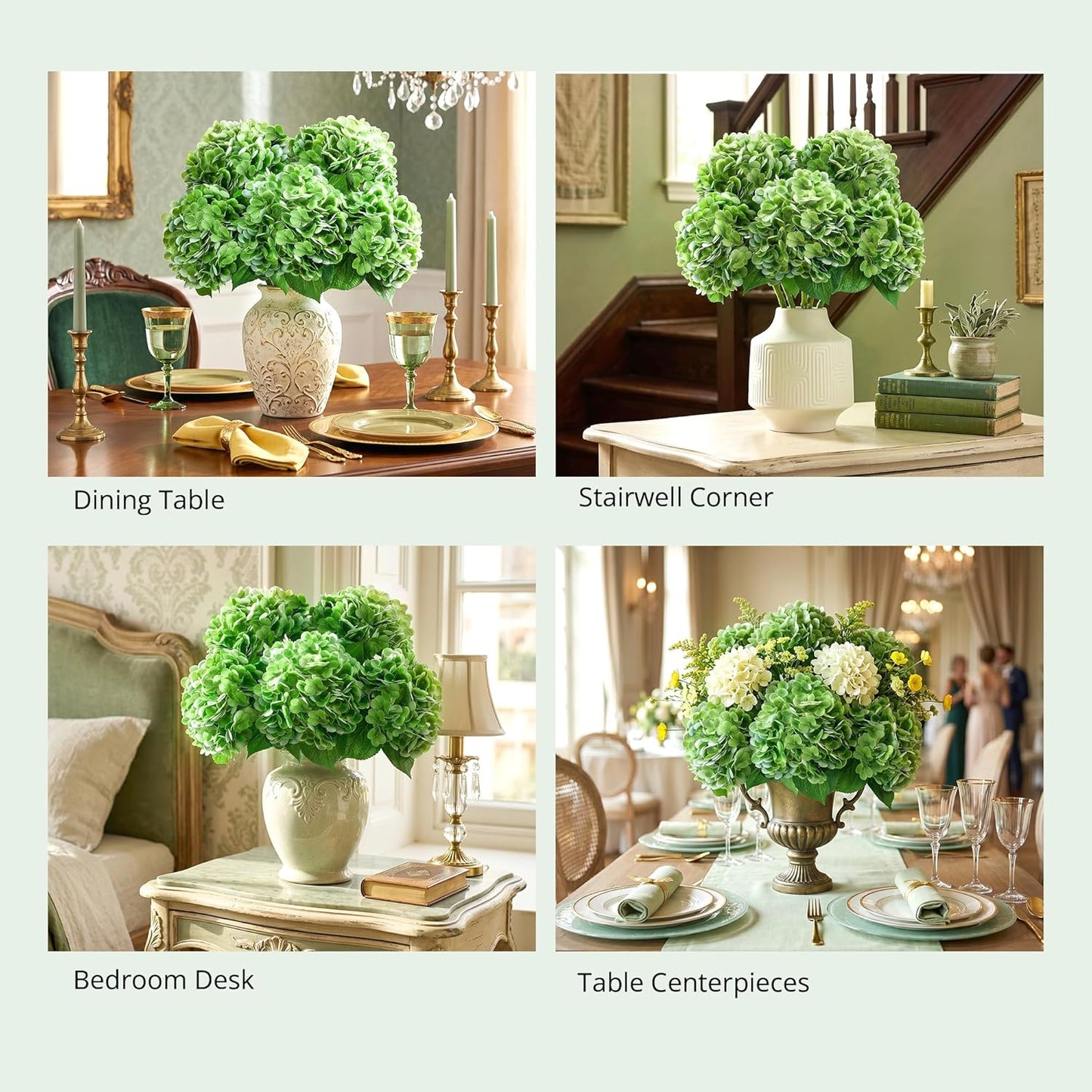 10PCS Pink Hydrangea Artificial Flowers, Faux Hydrangeas Bouquets | with Gift Box, for Wedding Centerpieces, DIY Bouquets, Bridal Shower, Home Decor