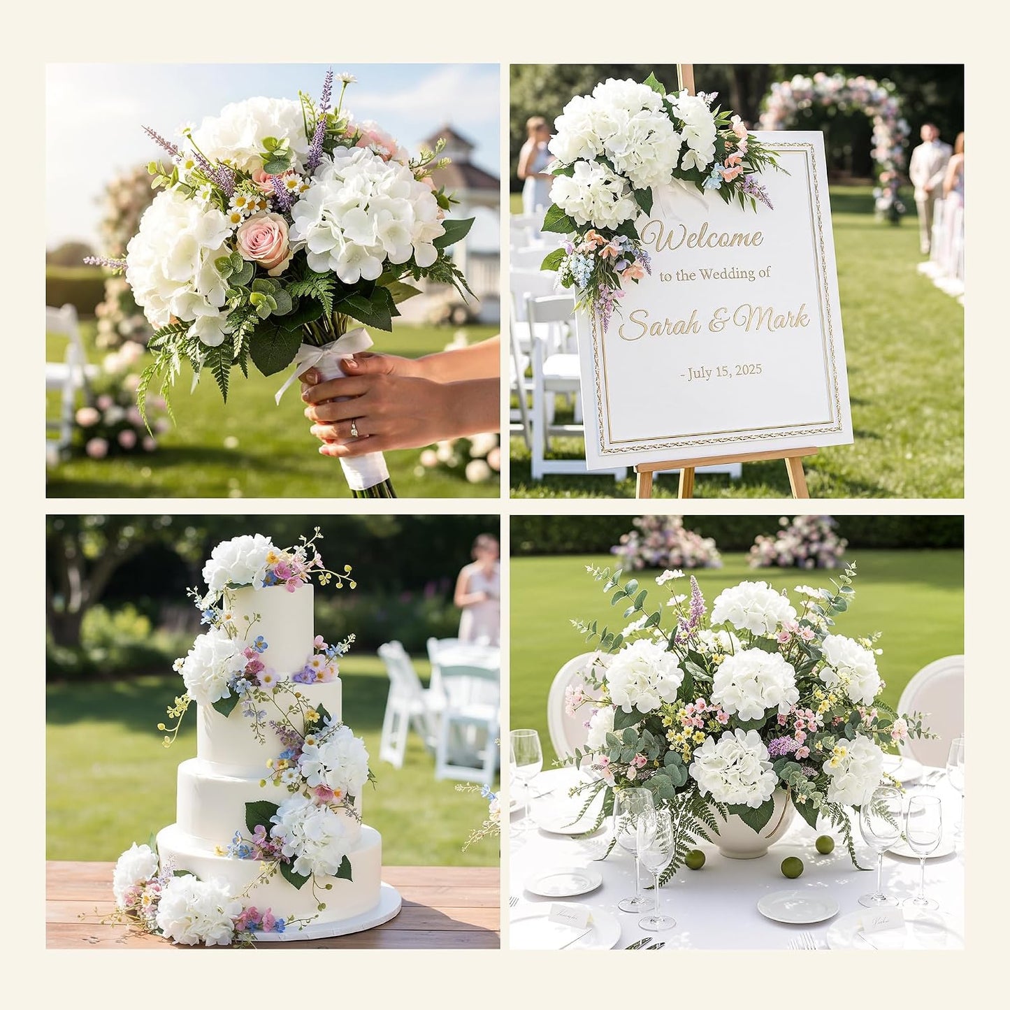 10PCS Pink Hydrangea Artificial Flowers, Faux Hydrangeas Bouquets | with Gift Box, for Wedding Centerpieces, DIY Bouquets, Bridal Shower, Home Decor