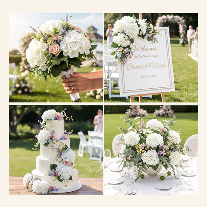 10PCS Pink Hydrangea Artificial Flowers, Faux Hydrangeas Bouquets | with Gift Box, for Wedding Centerpieces, DIY Bouquets, Bridal Shower, Home Decor