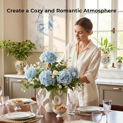 10PCS Pink Hydrangea Artificial Flowers, Faux Hydrangeas Bouquets | with Gift Box, for Wedding Centerpieces, DIY Bouquets, Bridal Shower, Home Decor